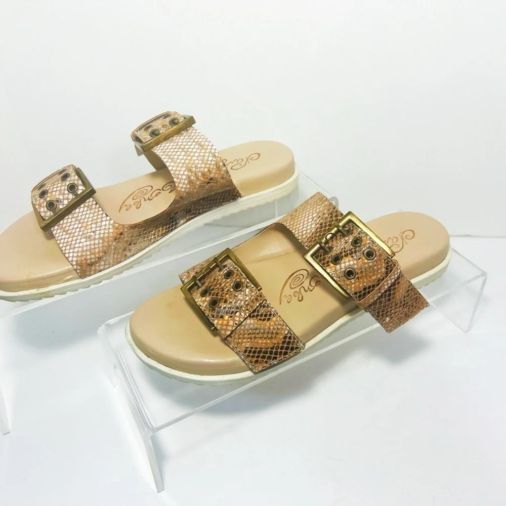 Naughty Monkey Reptile Print Hey Pony Brown TanSandals Womens size 8,5 - Picture 3 of 12